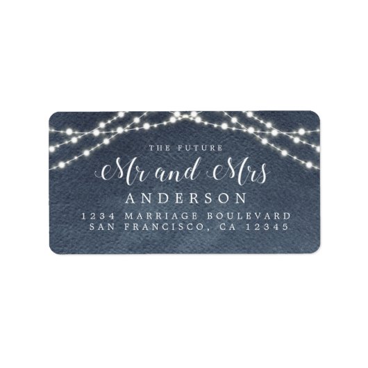 Zukunft Mr. Lights Blue Wedding Return Adressaufkleber (Vorne)