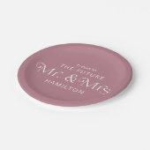 Zukunft Mr. & Mrs. Engagement Party Dusty Pink Pappteller (Schrägansicht)