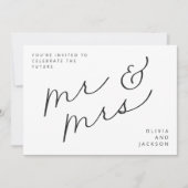 Zukunft Mr. & Mrs. Script Foto B/W Save the Date (Vorderseite)