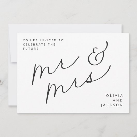 Zukunft Mr. & Mrs. Script Foto B/W Save the Date (Vorderseite)