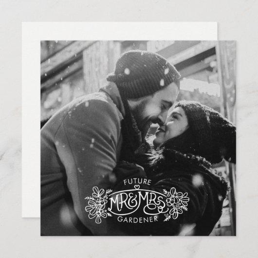 Zukunft Mr. & Mrs. winter Verlobung mistletoe Ankündigung (Vorne/Hinten)