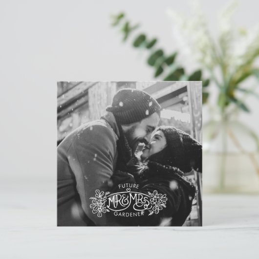 Zukunft Mr. & Mrs. winter Verlobung mistletoe Ankündigung (Stehend Vorderseite)