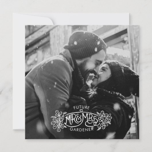 Zukunft Mr. & Mrs. winter Verlobung mistletoe Ankündigung (Vorderseite)