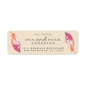 Zukunft Pink Feather Wedding Rücksendeadresse (Vorne)