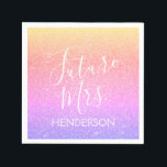 Zukunft Rainbow Sparkle Glitzer Serviette<br><div class="desc">Zukünftige Frau - Bride Imitats Sparkle und Glitzer Rainbow Pastel Gold,  Pink und Lila Ombre Napkins,  die perfekt für einen rosa und Lila Junggeselinnen-Abschied sind. Diese Zukunftsfrau Napkins ist perfekt für einen Junggeselinnen-Abschied oder ein Brautparty. Der Name der Braut kann auf diesem Napkin aktualisiert werden.</div>