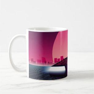 Zukunft rückgängig machen. Sci-Fi-Hintergrund im 8 Kaffeetasse