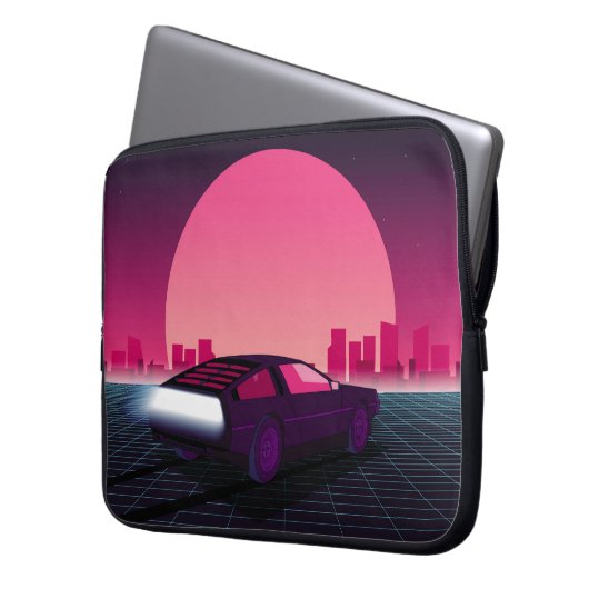 Zukunft rückgängig machen. Sci-Fi-Hintergrund im 8 Laptopschutzhülle (Vorderseite Links)