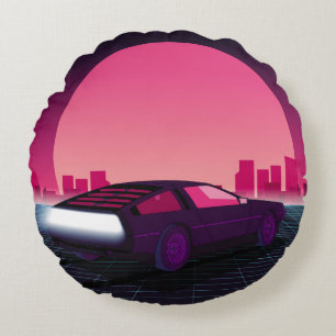 Zukunft rückgängig machen. Sci-Fi-Hintergrund im 8 Rundes Kissen