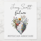 Zukünftige Ärzteassoziierte Herz Zeichnend Blume Weinetikett (Einzelnes Label)