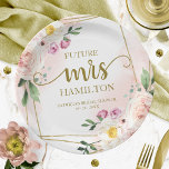 Zukünftige Frau Blush Floral Geometric Brautparty Pappteller<br><div class="desc">Future Mrs Blush Brautparty Paper Teller</div>