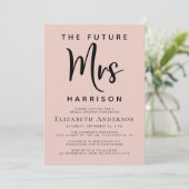 Zukünftige Frau Blush Pink Brautparty Einladung (Stehend Vorderseite)