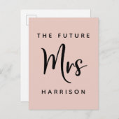 Zukünftige Frau Blush Pink Brautparty Einladungspostkarte (Vorne/Hinten)