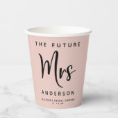 Zukünftige Frau Blush Pink Brautparty Pappbecher (Vorderseite)