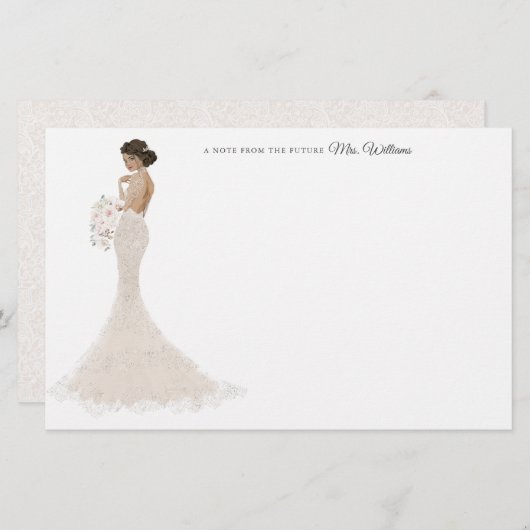 Zukünftige Frau Bride danke Ihnen Stationery Briefpapier (Vorne/Hinten)