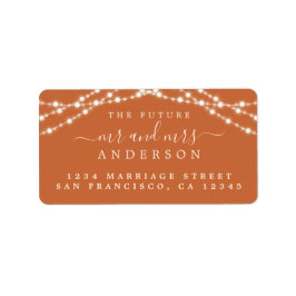 Zukünftige Frau Burnt Orange Lights Hochzeitrede Adressaufkleber