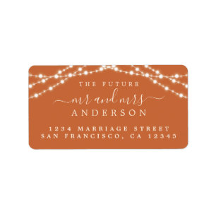 Zukünftige Frau Burnt Orange Lights Hochzeitrede Adressaufkleber
