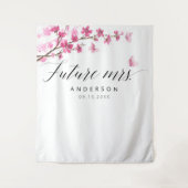 Zukünftige Frau Cherry Blossom Pink Brautparty Wandteppich (Vorderseite)