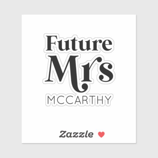 Zukünftige Frau Custom Nachname Bride zu Fiancé Aufkleber (Blatt)