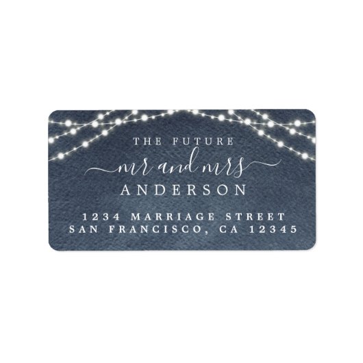 Zukünftige Frau Fairy Lights Blue Wedding Address Adressaufkleber (Vorne)