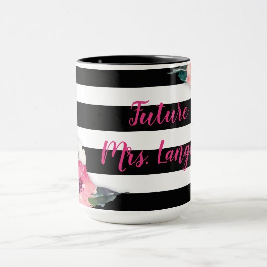 Zukünftige Frau Floral Striped Mug Tasse (Zentrum)