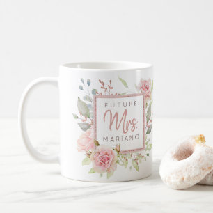 Zukünftige Frau Mrs. Blush Pink Watercolor Rosen   Kaffeetasse
