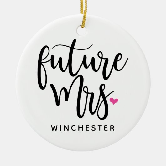 Zukünftige Frau (Name) im schwarzen Skript Keramik Ornament (Vorne)