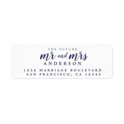 Zukünftige Frau Navy Blue Script Rücksendeadresse (Vorne)