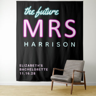 Zukünftige Frau Neon Lights Black Bachelorette Tap Wandteppich