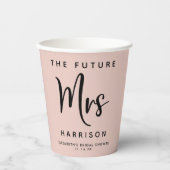 Zukünftige Frau Personalisiert Blush Pink Brautpar Pappbecher (Vorderseite)