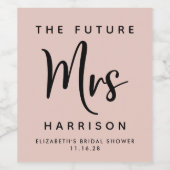 Zukünftige Frau Personalisiert Blush Pink Brautpar Weinetikett (Einzelnes Label)