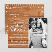 Zukünftige Frau Rustic Oak Wood Brautparty Einladungspostkarte (Vorne/Hinten)