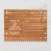 Zukünftige Frau Rustic Oak Wood Brautparty Einladungspostkarte (Rückseite)