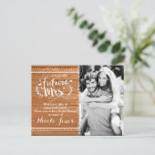 Zukünftige Frau Rustic Oak Wood Brautparty Einladungspostkarte (Stehend Vorderseite)