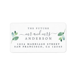 Zukünftige Frau Script Green Foliage Wedding Addre Adressaufkleber