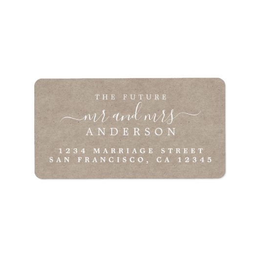 Zukünftige Frau Script Kraft Paper Wedding Address Adressaufkleber (Vorne)
