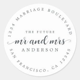 Zukünftige Frau Script Schwarz-weiße Rücksendeadre Runder Aufkleber