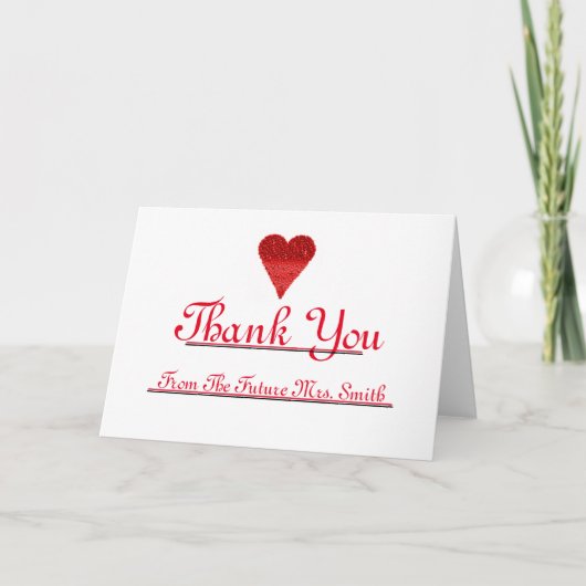 Zukünftige Frau Vielen Dank, Red Heart Note Dankeskarte (Vorderseite)