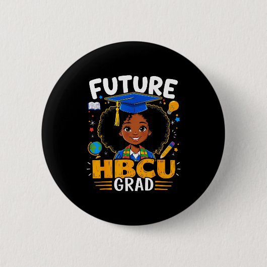 Zukünftige Hbcu-Absolventenkinder Schwarzes Mädche Button (Vorderseite)