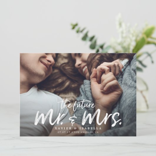 Zukünftige Herr u. die Frau Engagement Save the Einladung (Stehend Vorderseite)