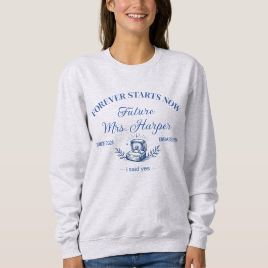 Zukünftige Mrs. Braut wird Vintage-Ringbox-Grafik Sweatshirt (Vorderseite)