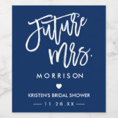 Zukünftige MRS: Navy Blue Junggeselinnen-Abschied Weinetikett (Einzelnes Label)