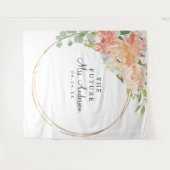 Zukünftige Mrs. Peach Floral Bridal Shower Backdro Wandteppich (Vorderseite (Horizontal))