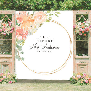 Zukünftige Mrs. Peach Floral Bridal Shower Backdro Wandteppich