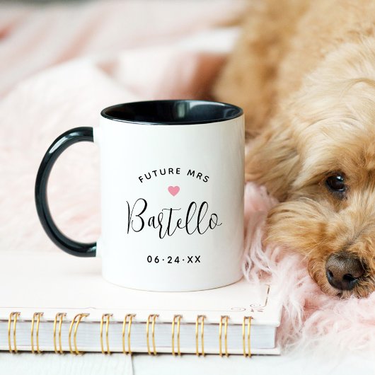 Zukünftige Mrs Personalisierte schwarze Schrift Na Tasse