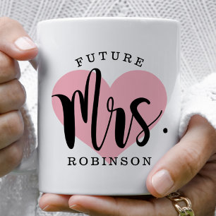Zukünftige Mrs Pink Heart Benutzerdefiniertes Hoch Kaffeetasse
