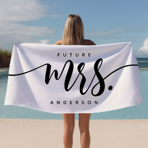 Zukünftige Mrs Schwarz und Weiß Neue Braut Persona Strandtuch