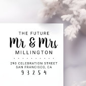 Zukünftige Rücksendeadresse von Mr. & Mrs. Gummistempel