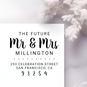 Zukünftige Rücksendeadresse von Mr. & Mrs. Gummistempel