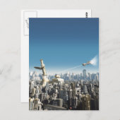 Zukünftige Stadt - fallender Turm Postkarte (Vorne/Hinten)