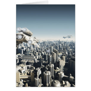 Zukünftige Stadt unter Angriff